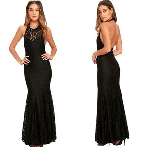 Lulu’s Live Forever Black Lace Maxi Dress